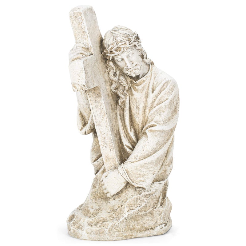 Joseph's Studio by Roman, Jesus Holding a Cross Garden Statue, Religious Outdoor Decor - Image 3